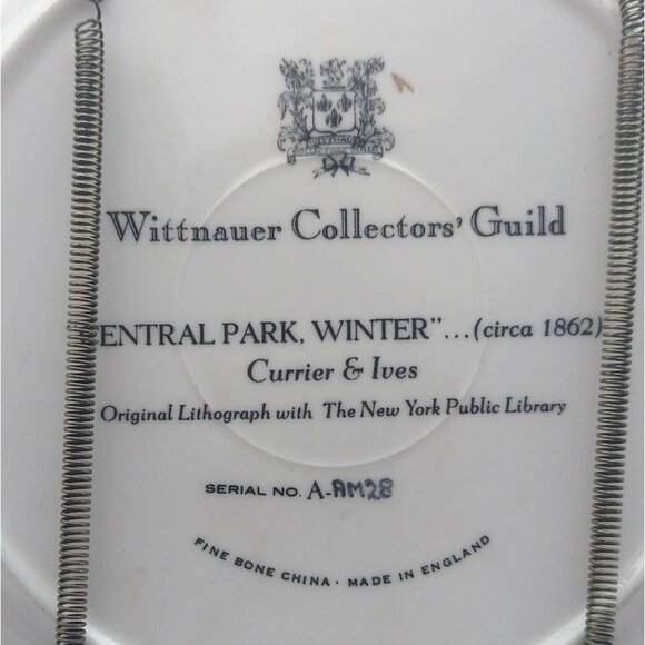Wittnauer Collectors Guild Central Park Winter Plate 1862 Bone China England - Picture 4 of 6